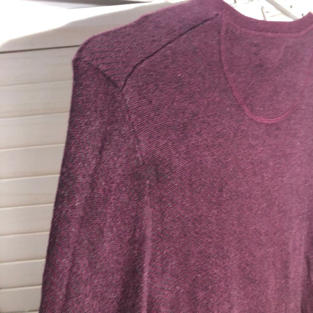 Cashmere Blend Sweater VNeck Burgundy slim fit preppy office career wear elegant - Picture 9 of 11